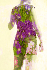 silueta de mujer con flores