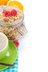 Healthy breakfast with muesli