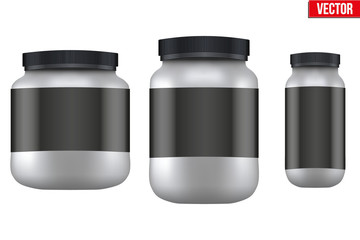 Mockup Sport Nutrition Container. Whey Protein and Gainer. 