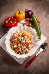 rice salad with fish and mixed vegetables