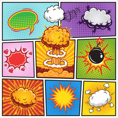 Set of comics speach and explosion bubbles 2