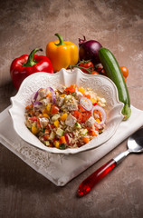 rice salad with fish and mixed vegetables
