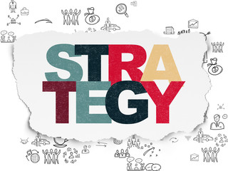 Finance concept: Strategy on Torn Paper background