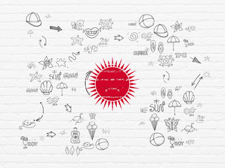 Travel concept: Sun on wall background