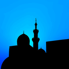 night landscape with beautiful mosques and minarets of the month