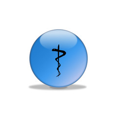 Kugel Blau glänzend - Äskulapstab Vektor