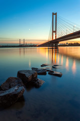 South bridge in the evening Kiev city. Ukraine.
