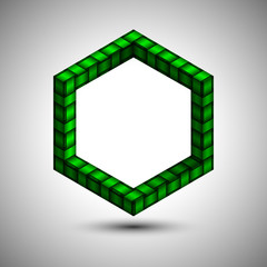 Hexagonal plastic frame with interlaced texture can be used as part of other creative designs, symbols, logos, etc...
Editable vector with several layers.
Eps 10