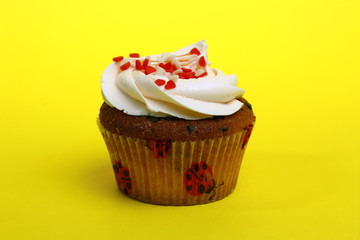 Cupcake on a yellow background