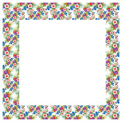 Colorful floral frame on white background