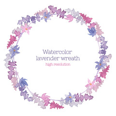 Watercolor wreath of lavender.