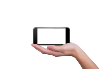 Phone lying on the hand of the girl