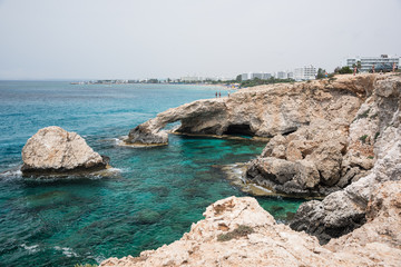 Rocky cliff with stone arch, Ayia Napa, Cyprus