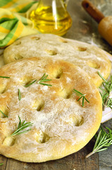 Focaccia with rosemary .