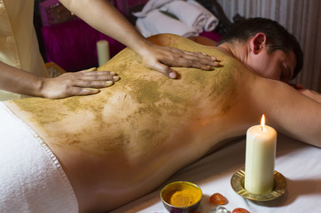 people man engaged in Ayurvedic spa treatment