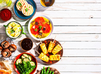 Grilled Vegetarian Meal on Picnic Table