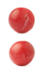 Single red victoria plum isolated