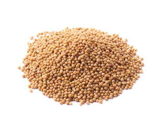 Pile of brown mustard seeds isolated