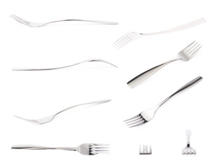 Stainless steel glossy metal fork isolated