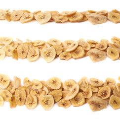 Fototapeta na wymiar Line made of dried banana slices