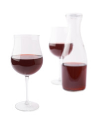 Wine glass and bottle composition isolated