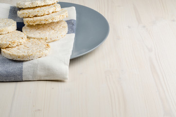 rice cake, puffed rice on table