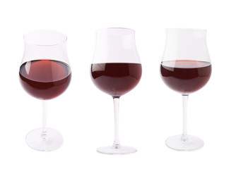 Glass filled with the red wine isolated