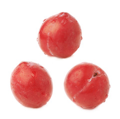 Single red victoria plum isolated