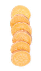 Multiple slice sections of the sweet potato