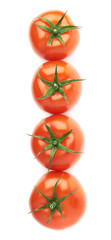 Four tomatoes in a line isolated