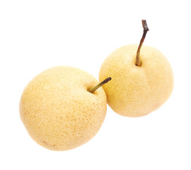 Two yellow pears isolated