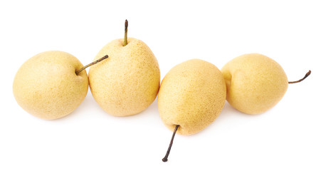 Four yellow pears composition isolated