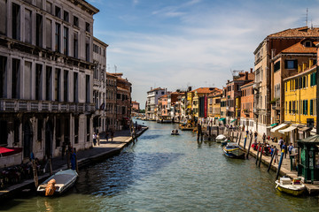Street and canal view of Venice, Italy