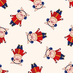 animal pig winter cartoon , cartoon seamless pattern background