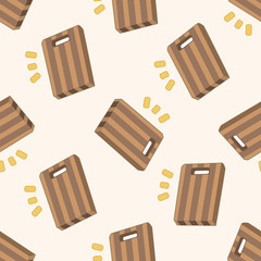 kitchenware chopping board and knife , cartoon seamless pattern background