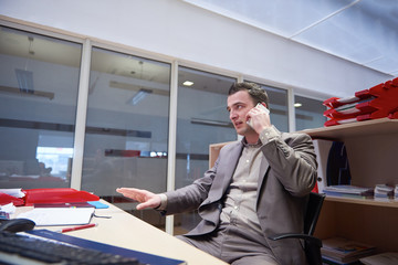 business man talking by phone in office