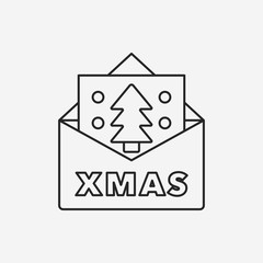 Christmas card line icon