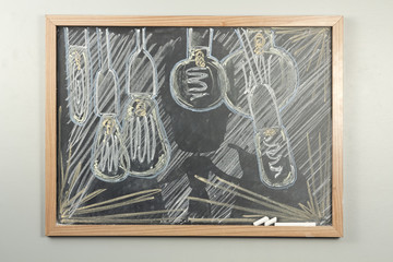 Chalkboard Businessman Lightbulbs