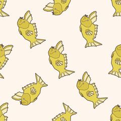 sea animal fish cartoon , cartoon seamless pattern background