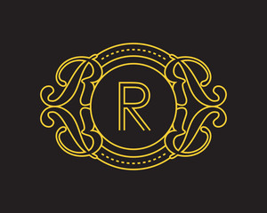R Monogram Luxurious Royal Elegant Logo