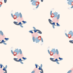 Obraz premium animal going to school cartoon , cartoon seamless pattern background