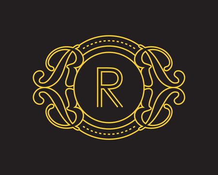 R Monogram Luxurious Royal Elegant Logo