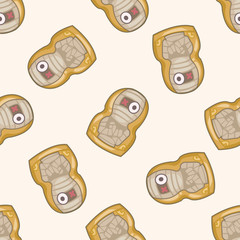 Matryoshka, Russian traditional wooden doll, cartoon seamless pattern background