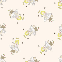 angel , cartoon seamless pattern background