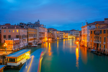 Grand canal at night in Venice, Italy