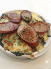 Spinach and parmesan cheese with Sausage