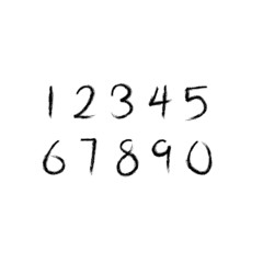 Set of numbers written with brush
