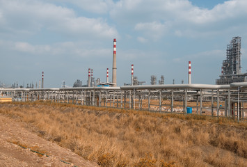 gas processing factory. landscape with gas and oil industry