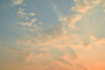 sunset sky with clouds  and golden light