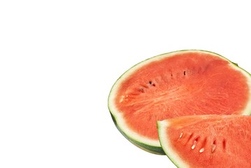 Slices of watermelon isolated on white background with space for text